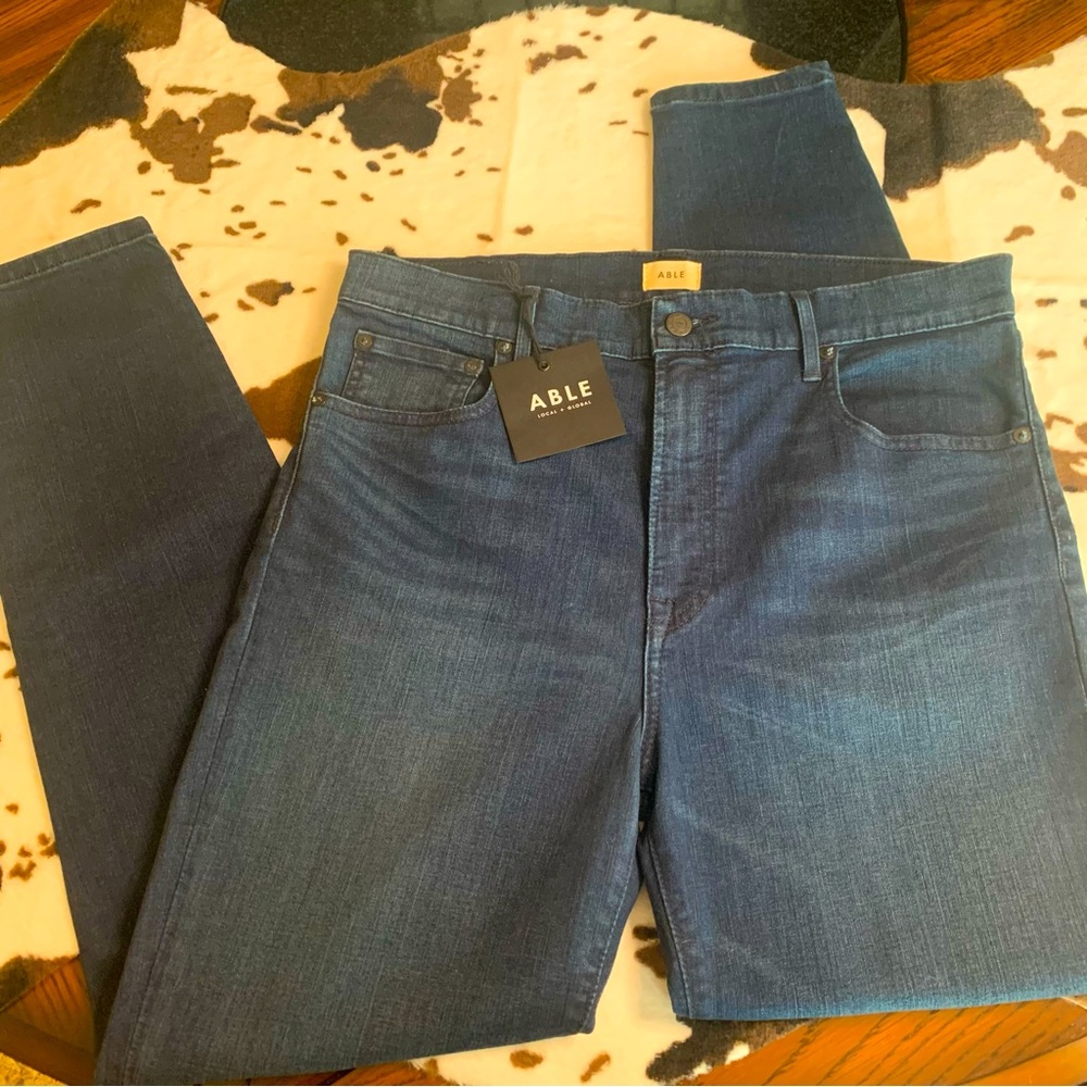 ABLE High Rise Super Skinny Dark Wash Jeans NWT Size 32